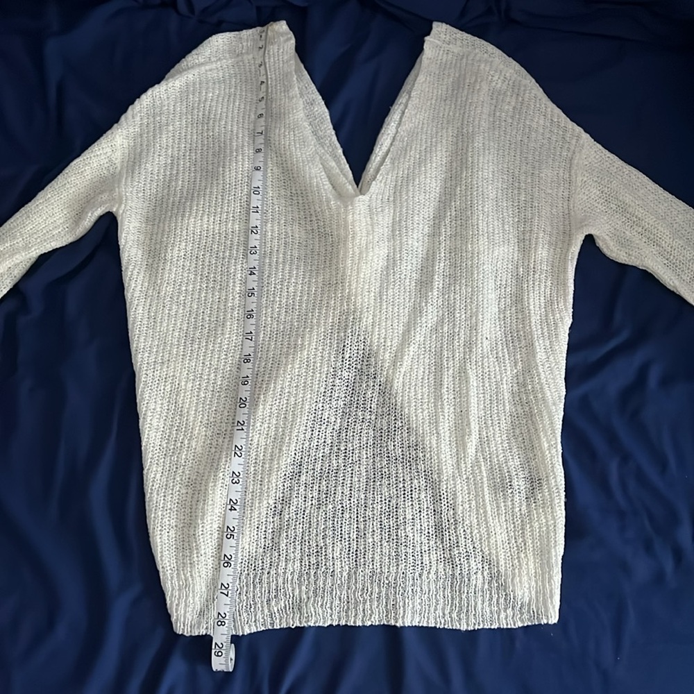Sheer off-white open back sweater. - Picture 7 of 7